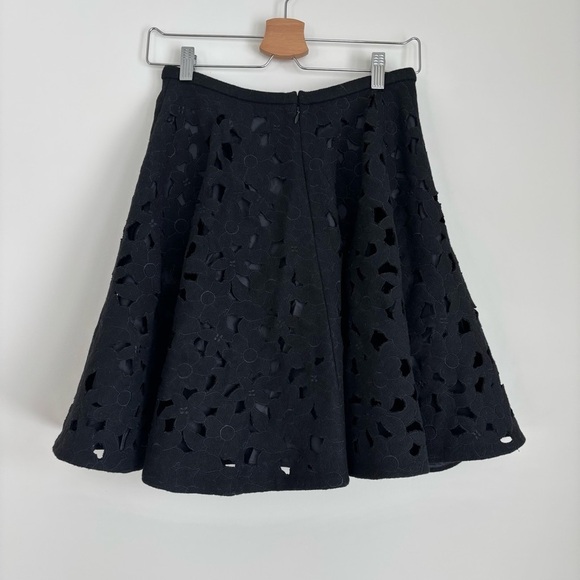 Jill Stuart Black Wool Floral Cut Out A-Line Skirt 0 - Picture 5 of 8